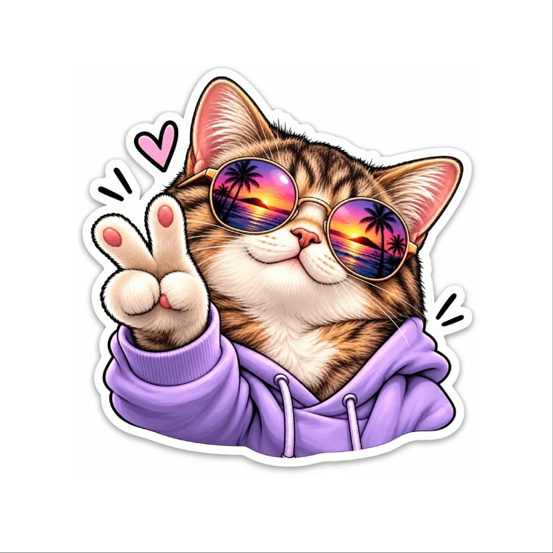 Aufkleber „Peace Katze“