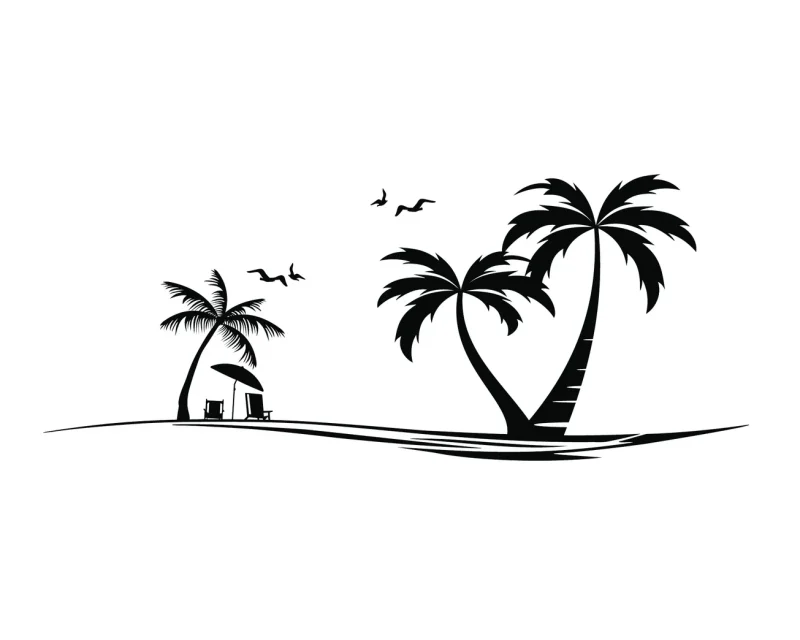 Aufkleber „Palmenstrand“