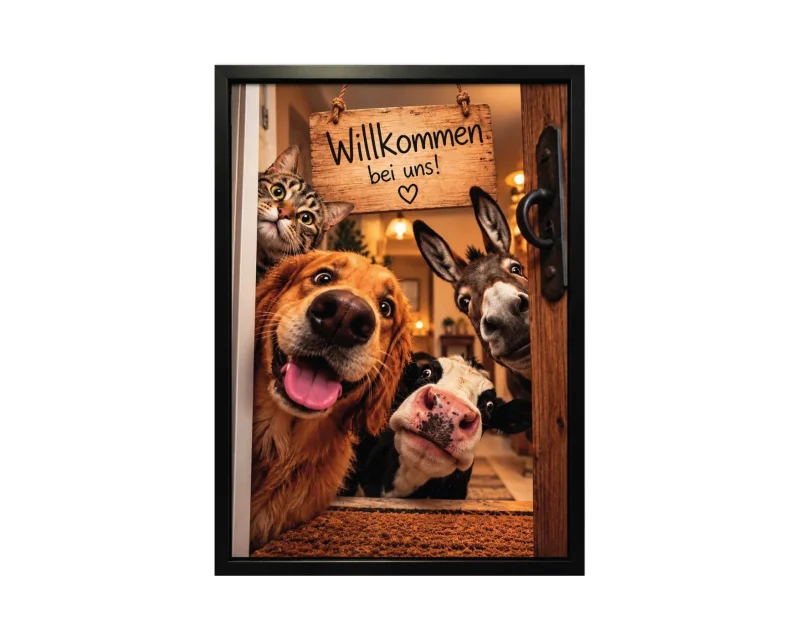Wandbild „Willkommen bei uns!“, gerahmt