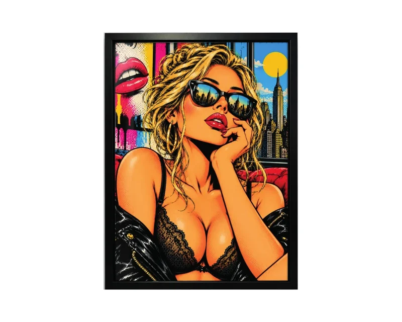 Wandbild „Pop-Art Lady“, gerahmt